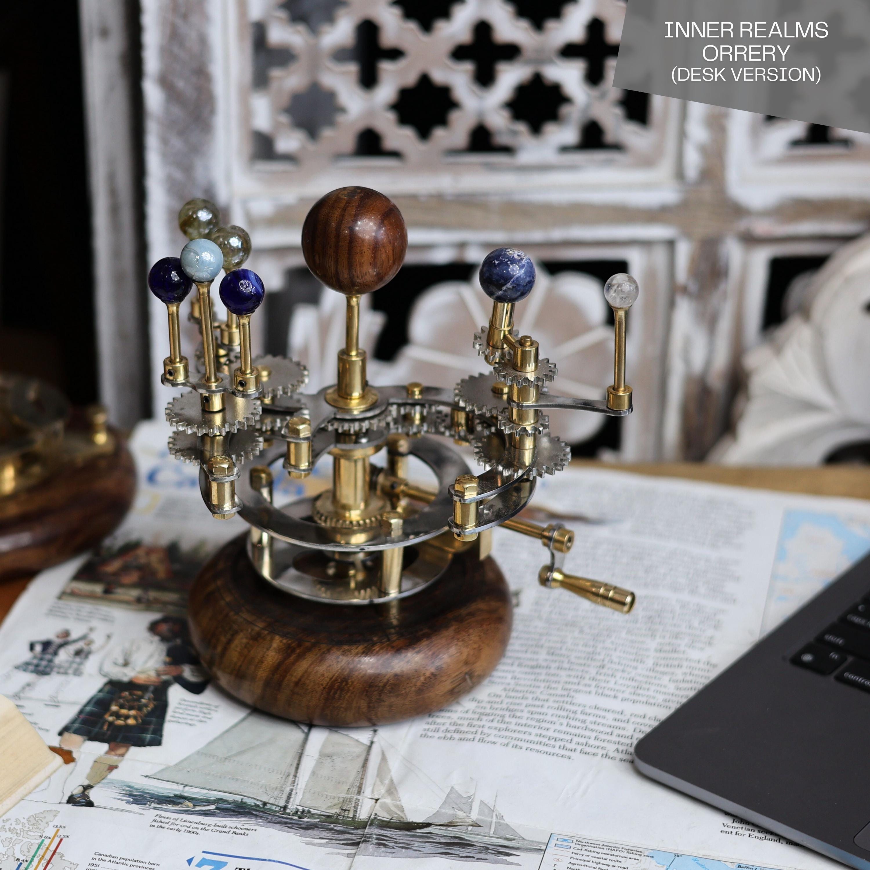Brass Solar System Orrery, Rosewood Base view 3
