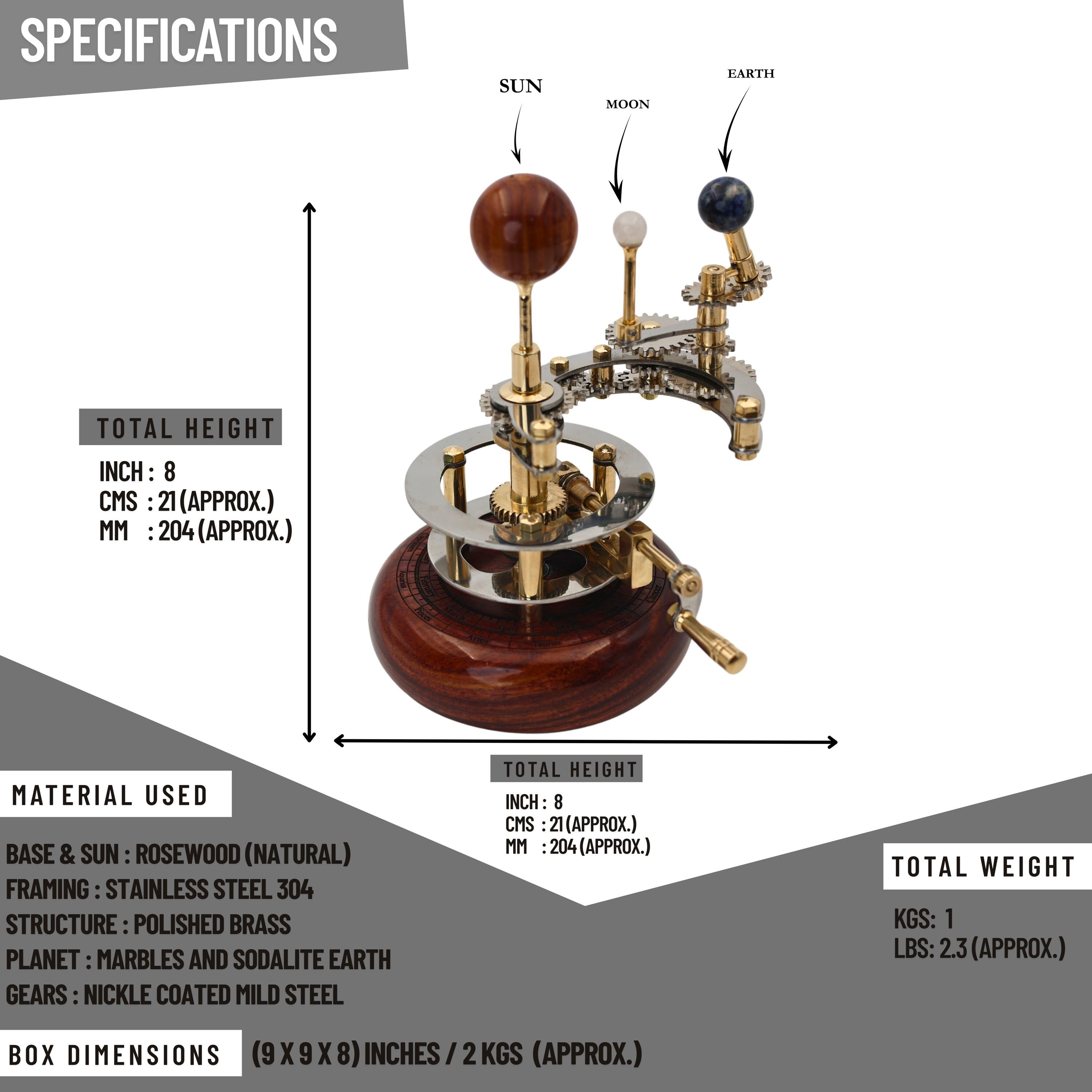 Brass Orrery with Glass Marble Planets, Compact view 3