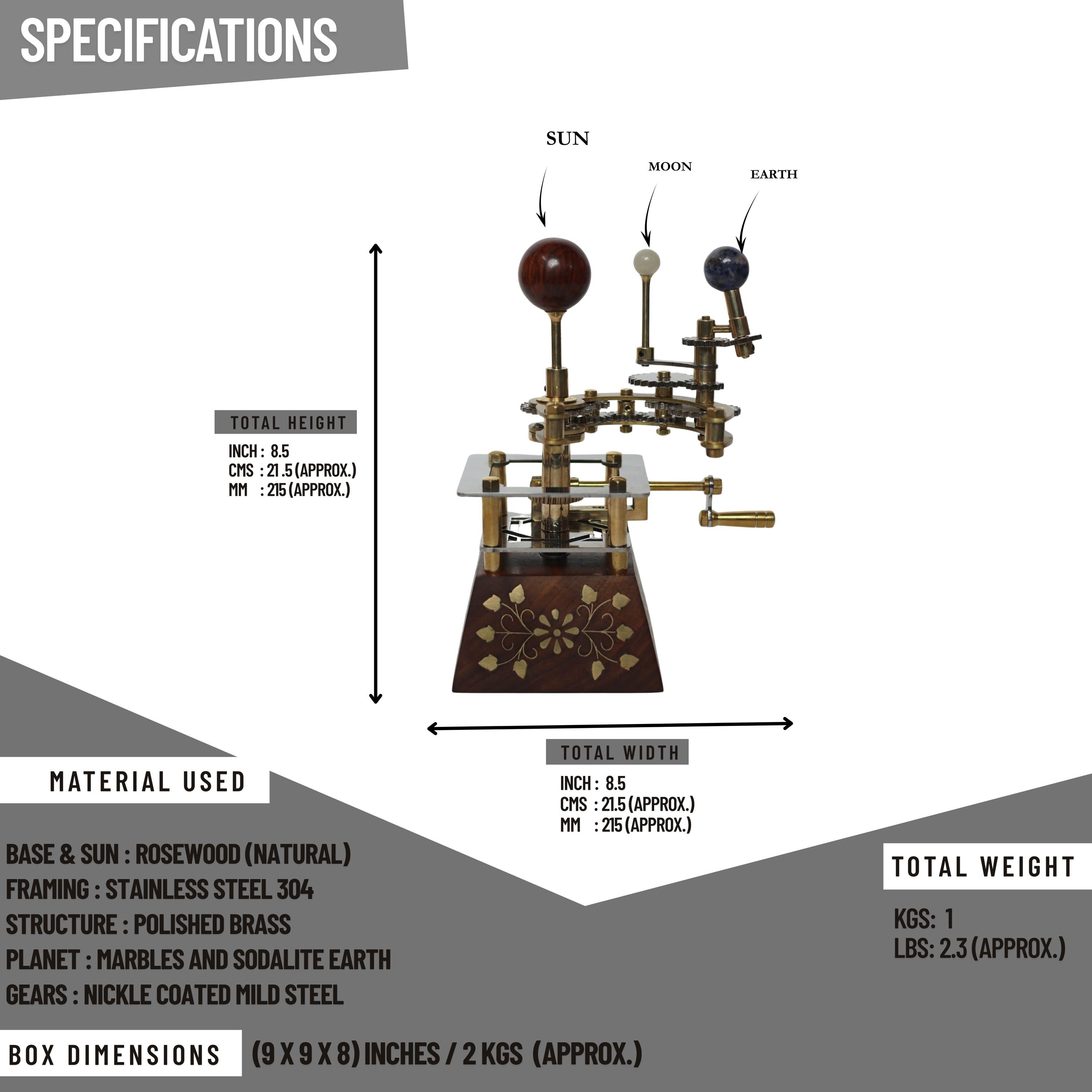 Brass Solar System Orrery, Classic Antique Finish view 7