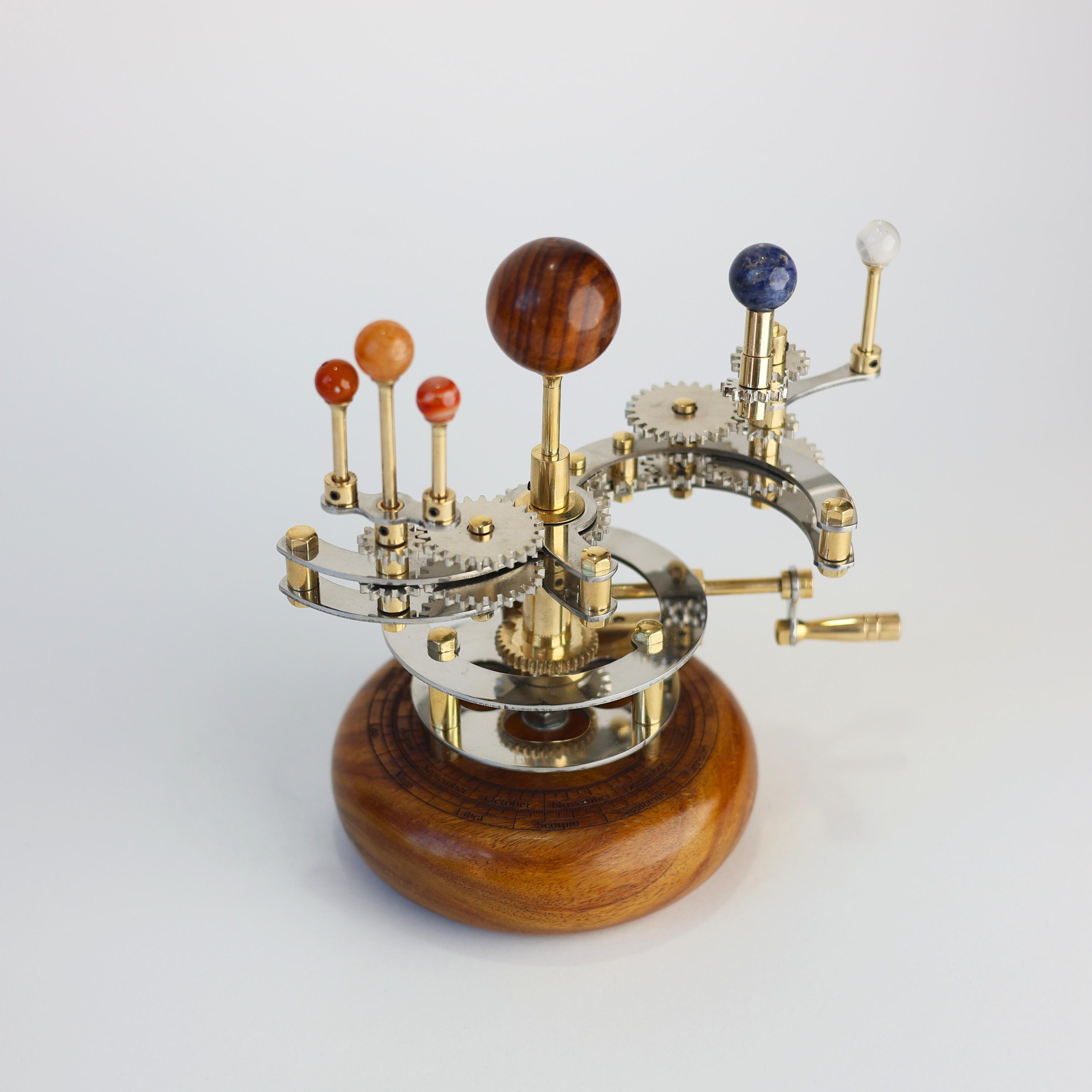 Brass Orrery Mini Solar System, Wooden Base view 4