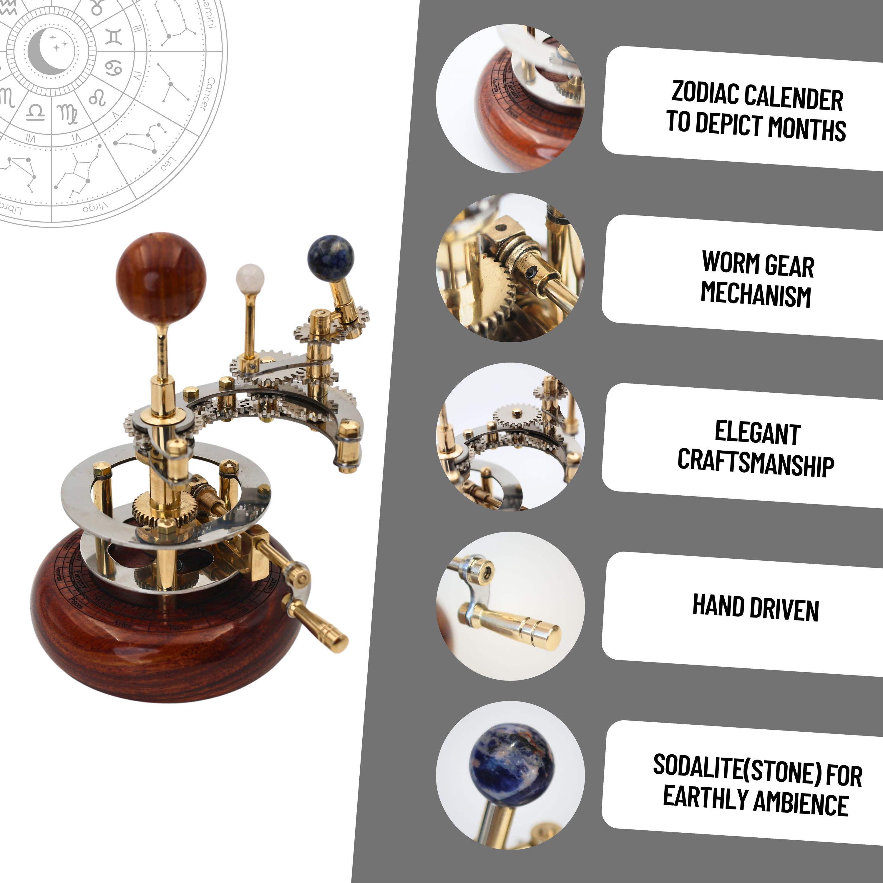 Brass Orrery with Gemstone Planets, Compact view 8