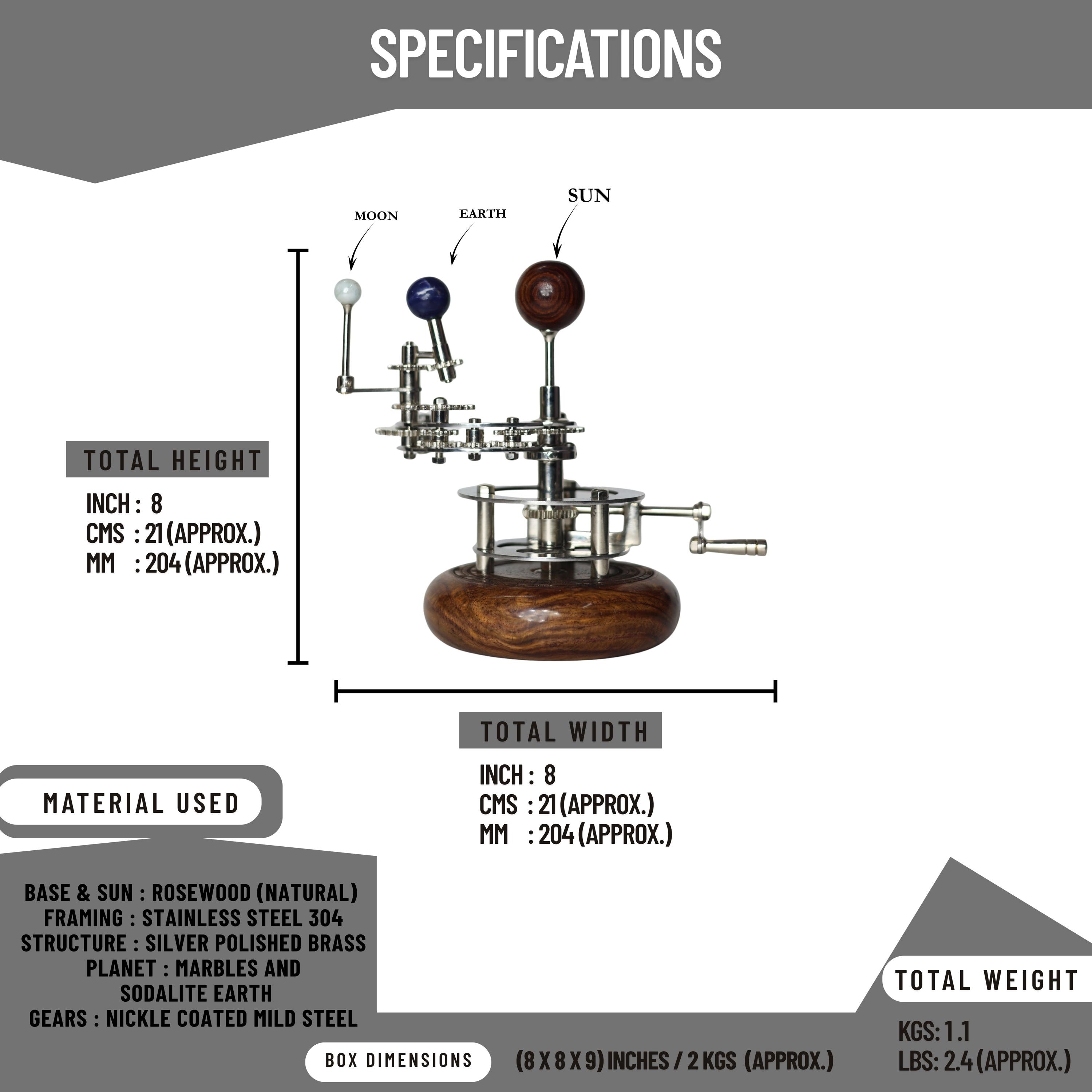 Brass Orrery with Gemstone Planets, Standard view 3