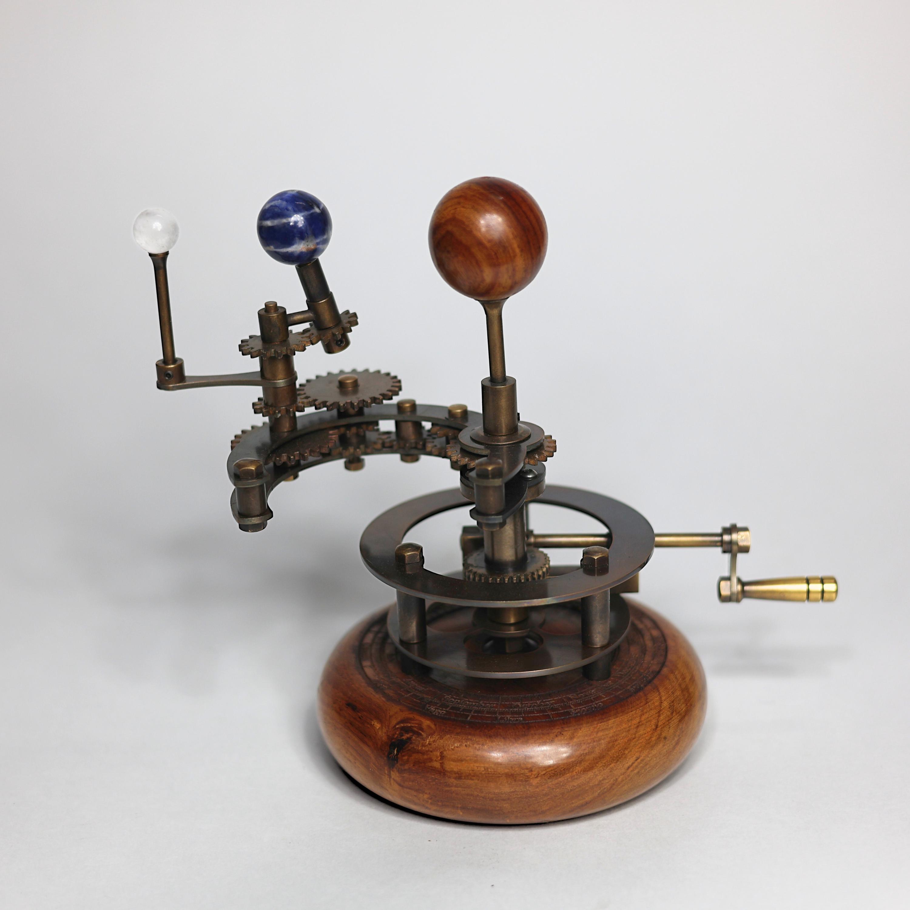 Brass Orrery with Mixed Stone Planets view 6