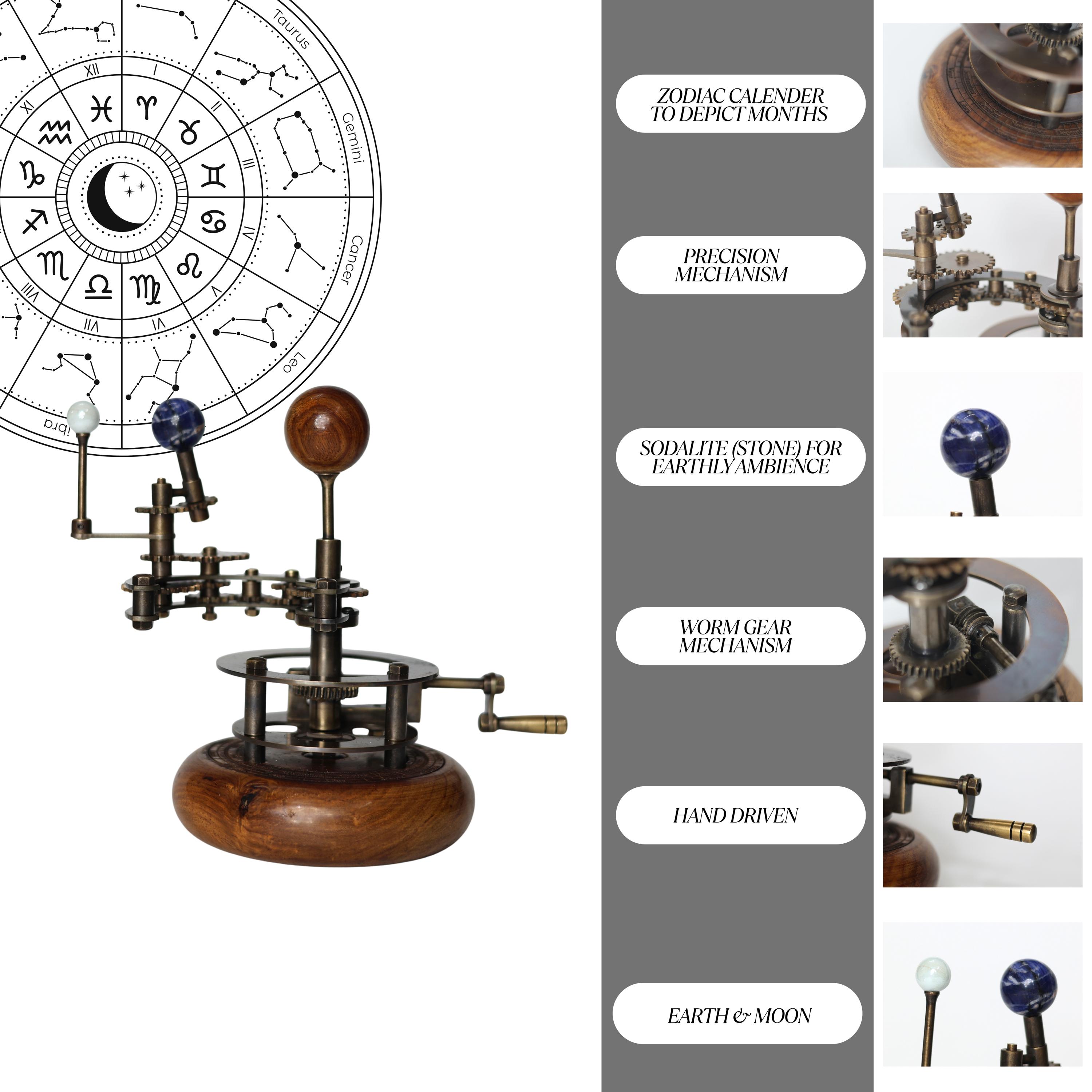 Brass Orrery with Mixed Stone Planets view 7