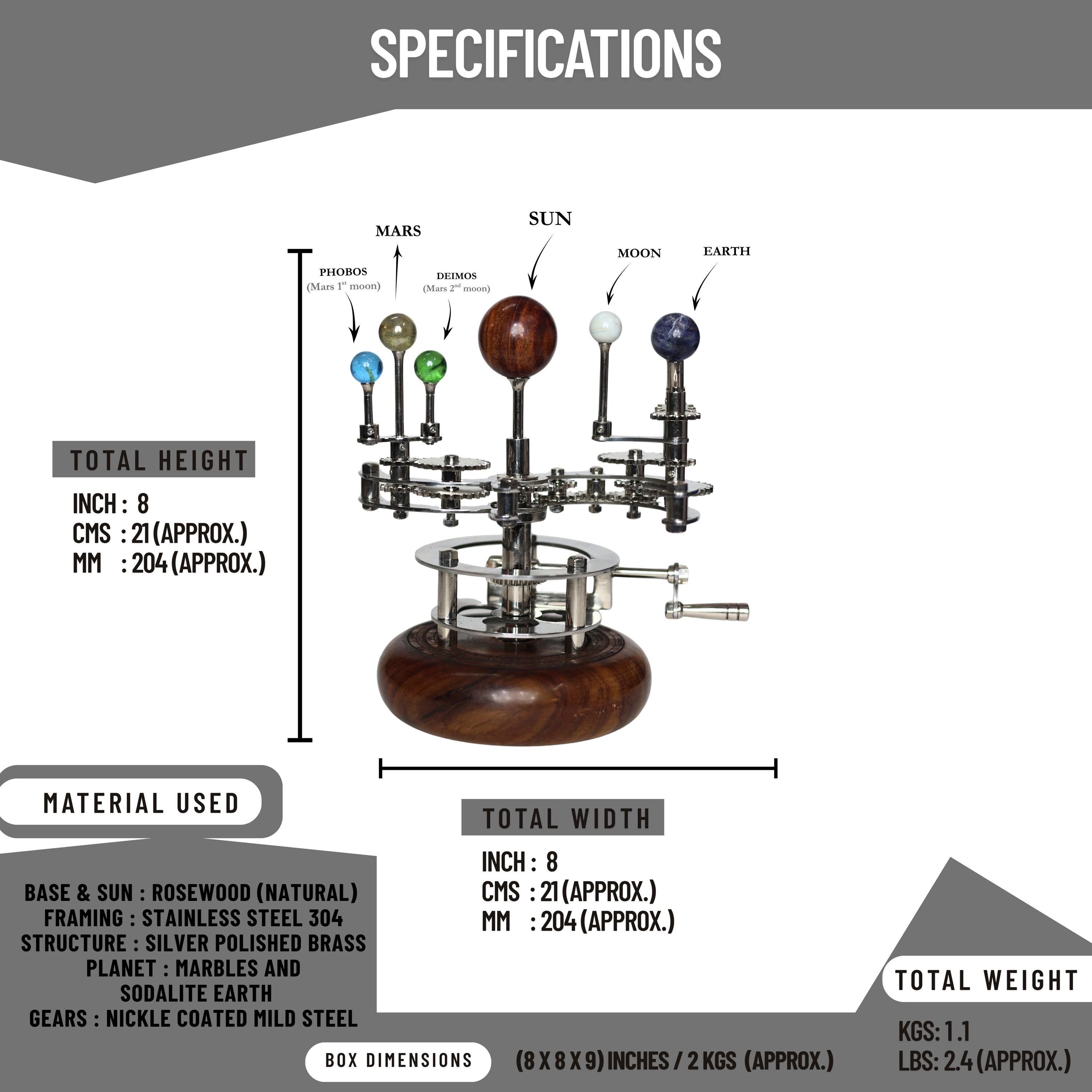 Brass Orrery Mini Solar System, Antique Style view 3
