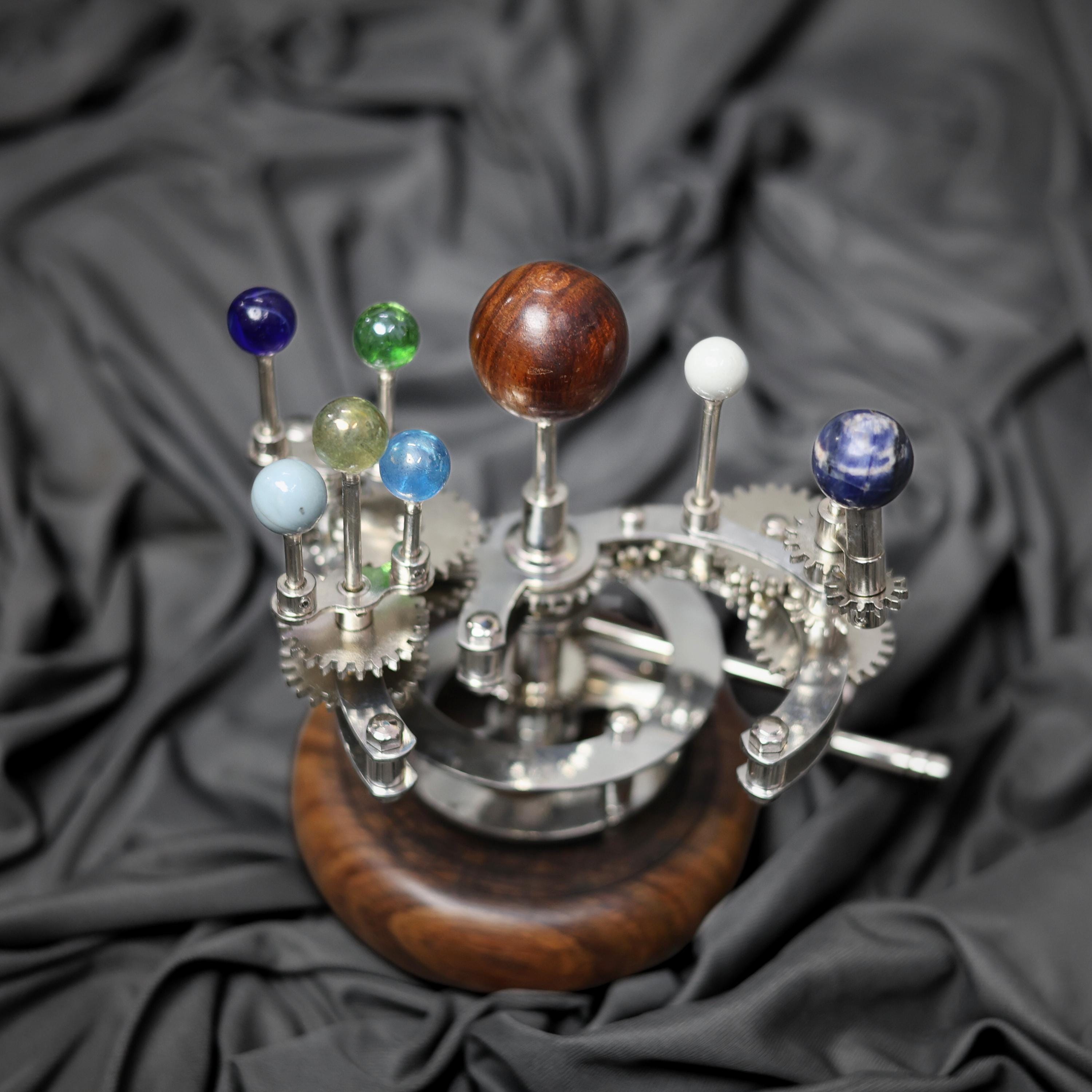 Brass Orrery with Glass Marble Planets, Oval Base view 5