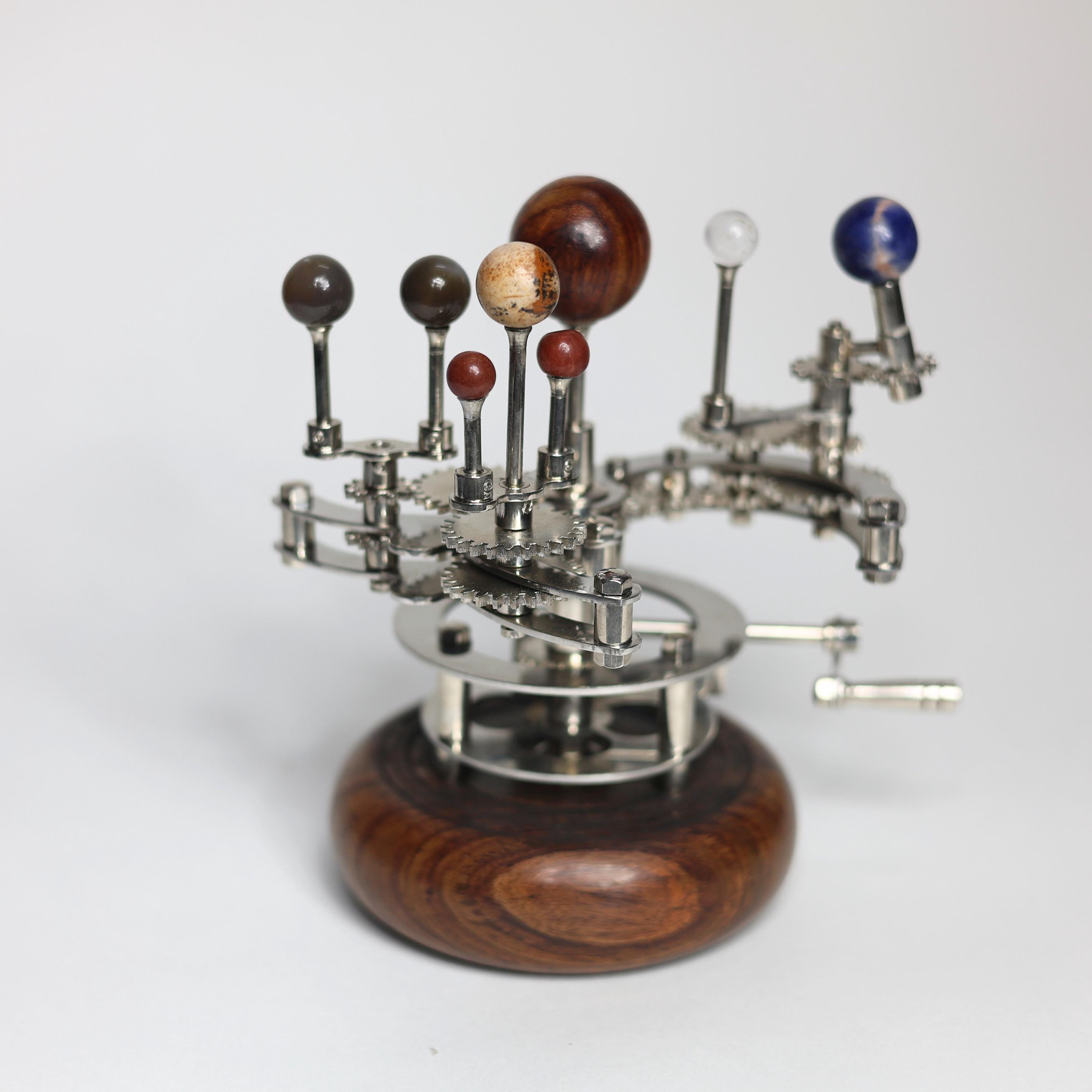 Brass Orrery with Glass Marble Planets, Oval Base view 6