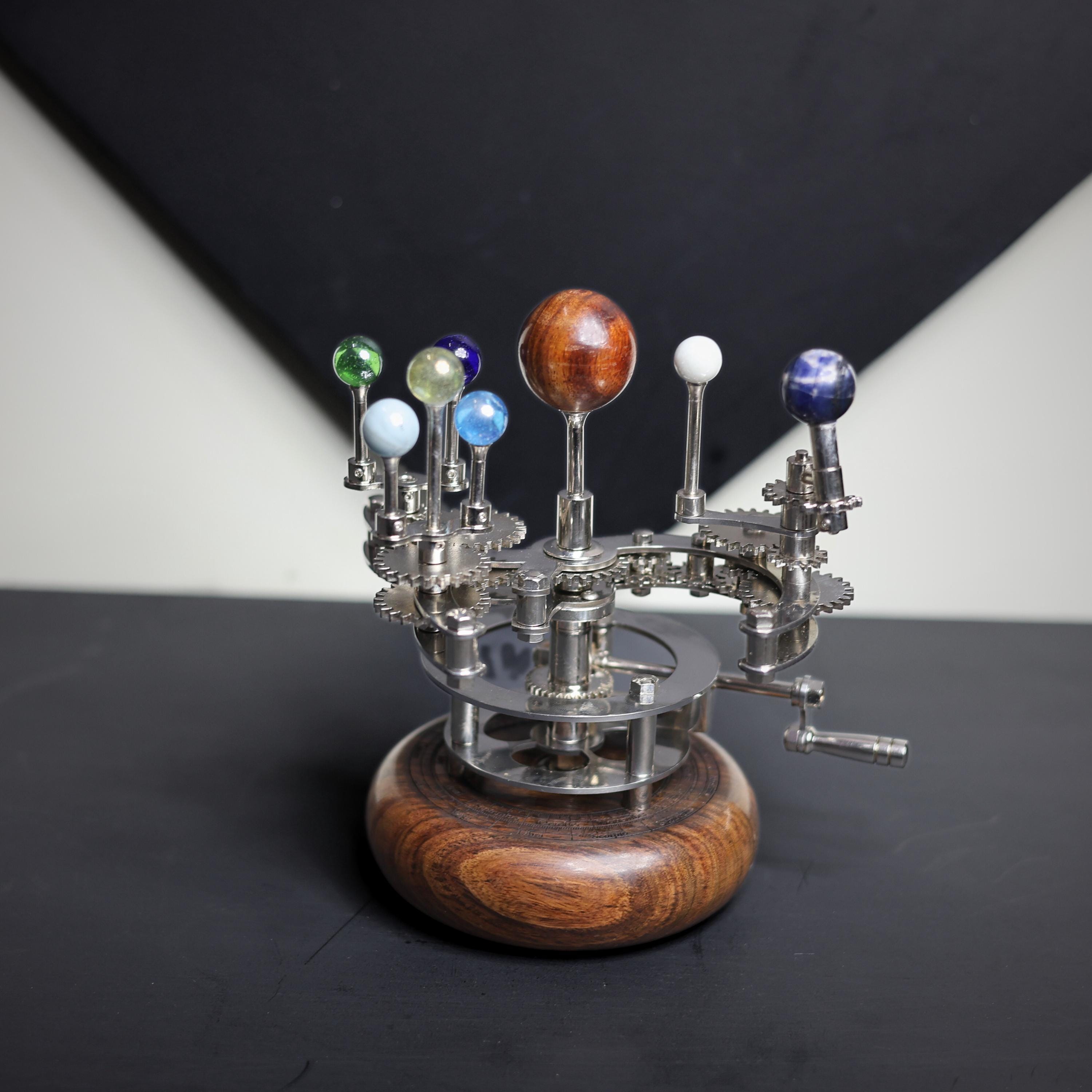 Brass Orrery with Glass Marble Planets, Oval Base view 7
