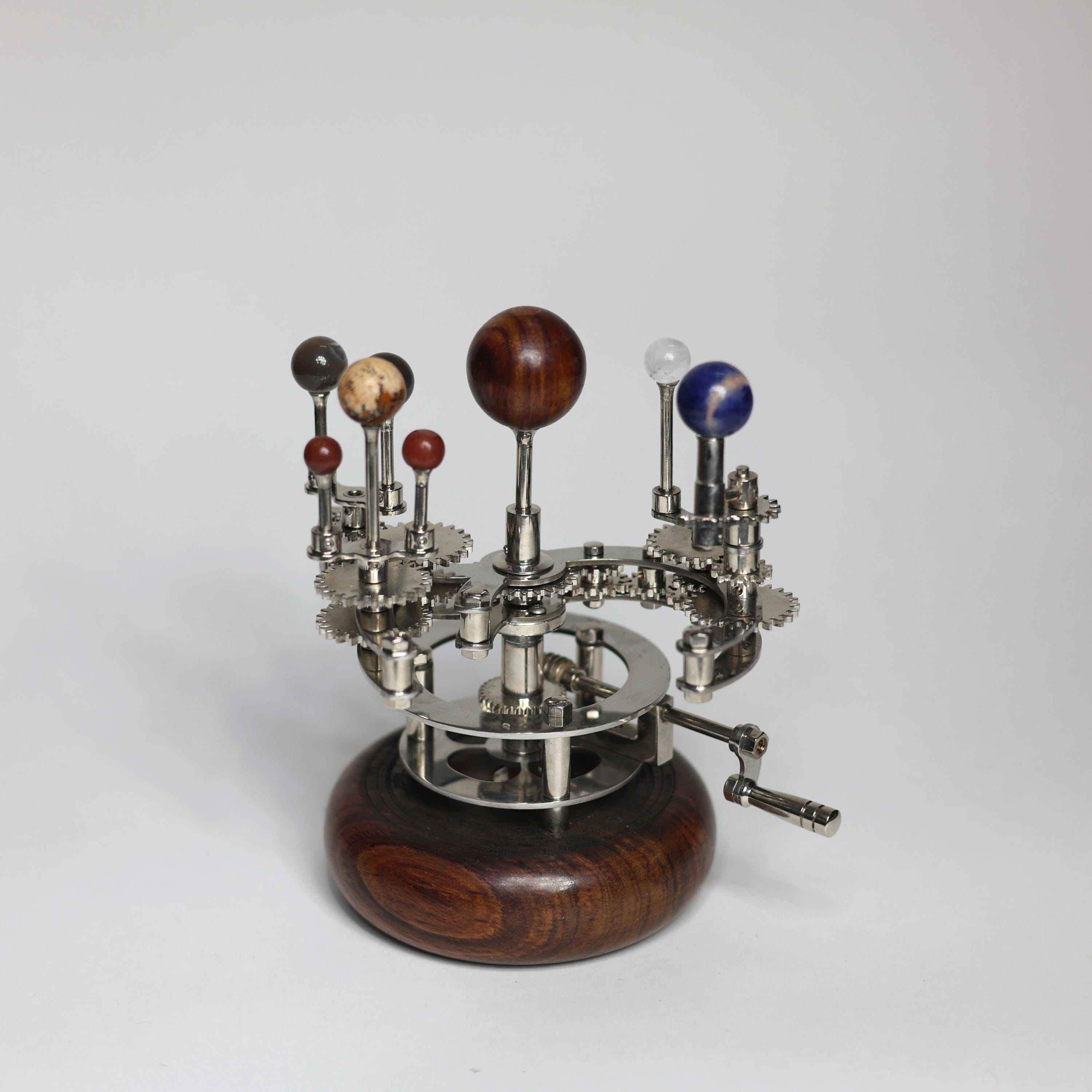 Brass Orrery with Glass Marble Planets, Oval Base view 8