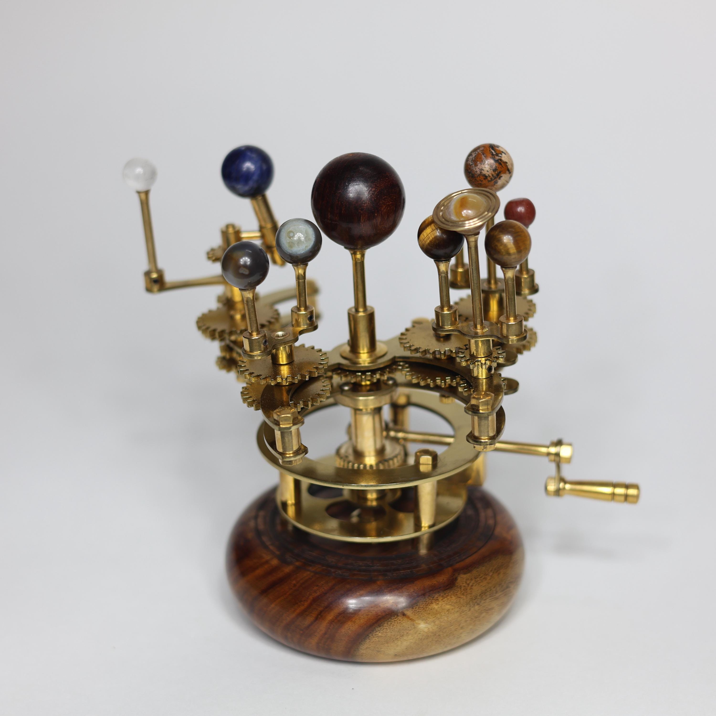 Gold-Finish Brass Orrery, Full Solar System view 6
