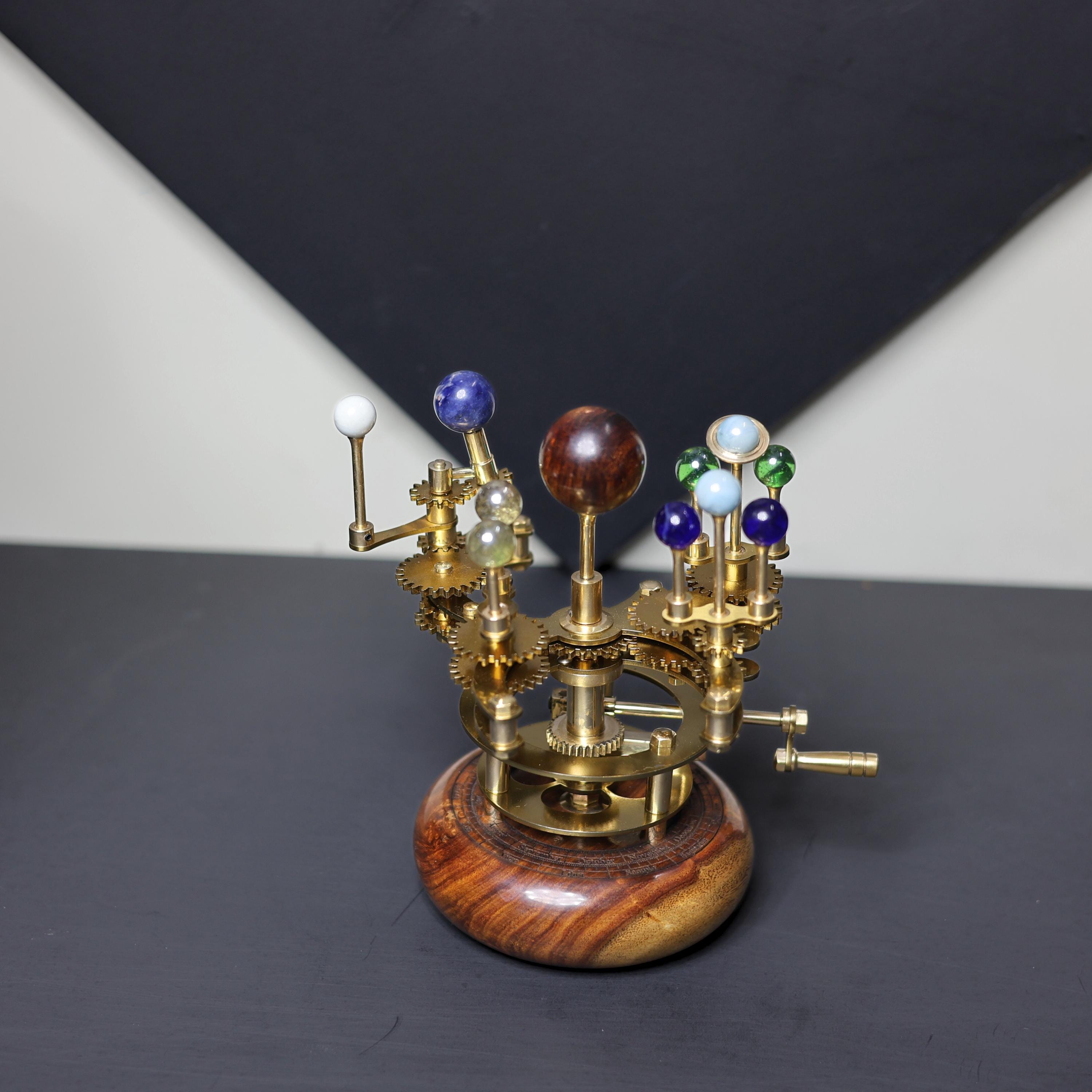 Gold-Finish Brass Orrery, Full Solar System view 10