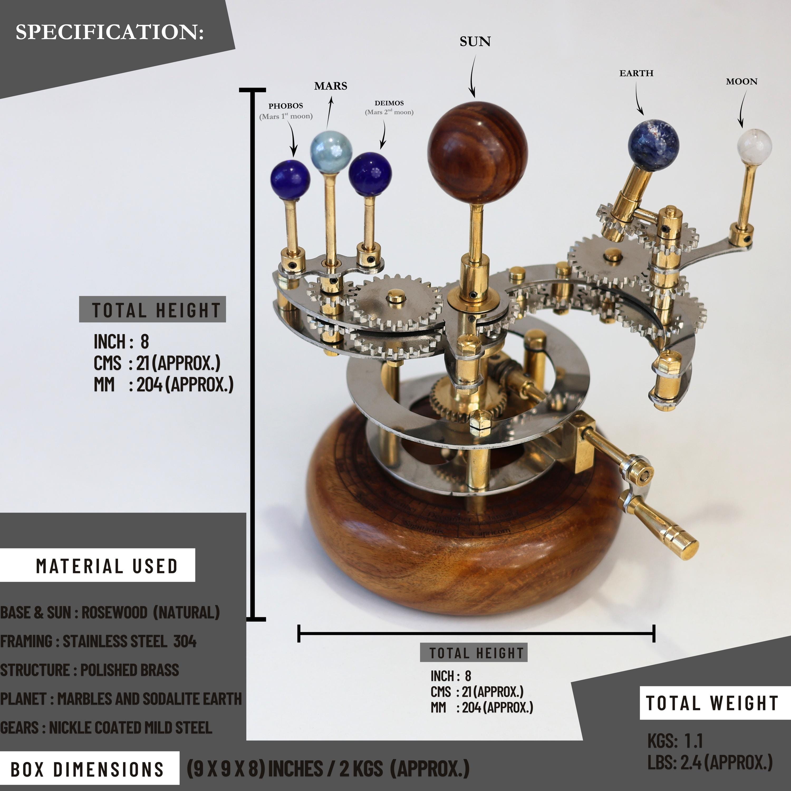 Brass Orrery Mini Solar System, Compact Edition view 5
