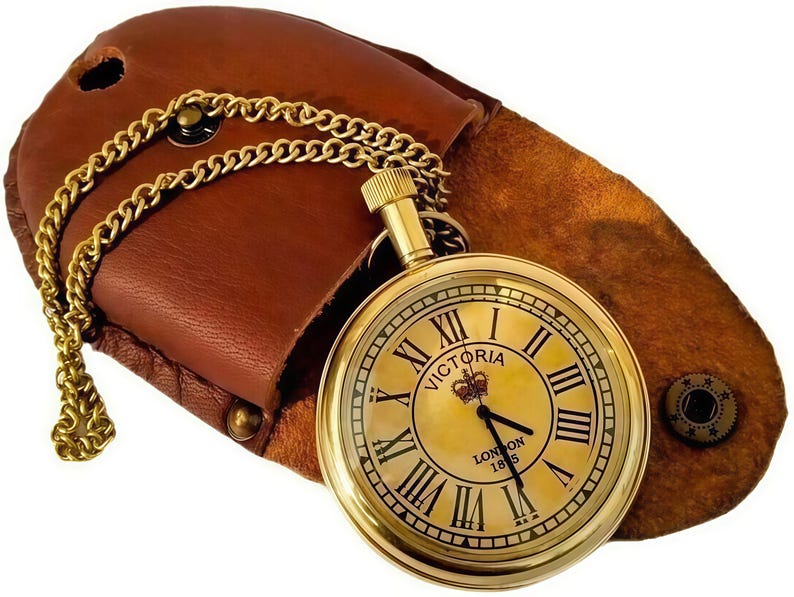Brass Pocket Watch — Leather Case view 2