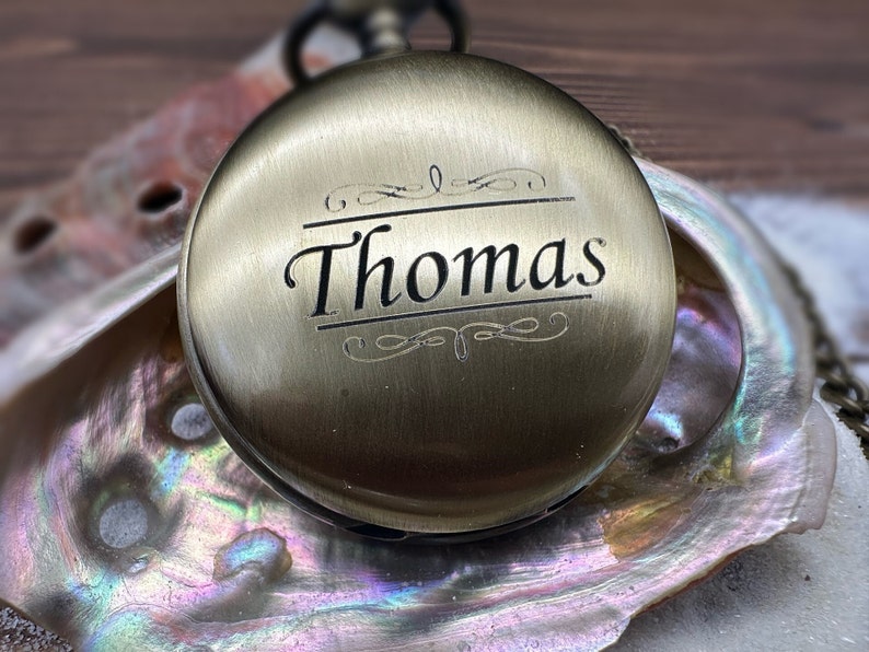 Brass Pocket Watch — Push-Button Lid & Wooden Box IV view 9