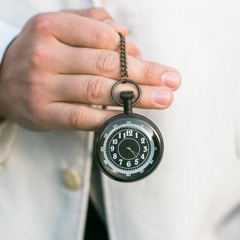 Brass Pocket Watch — Leather Case & Chain view 5