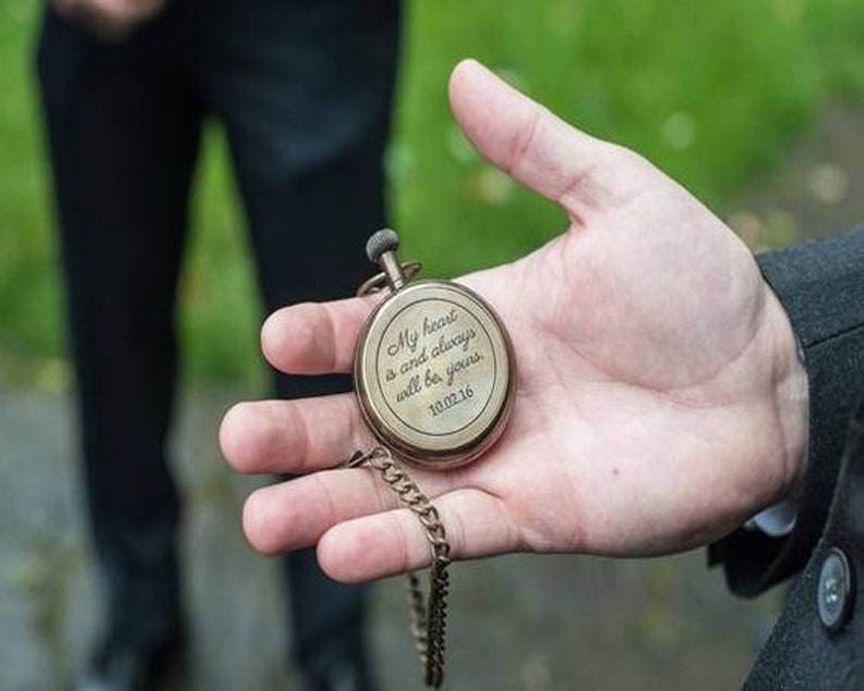Gold-Tone Pocket Watch — Leather Case & Chain view 5
