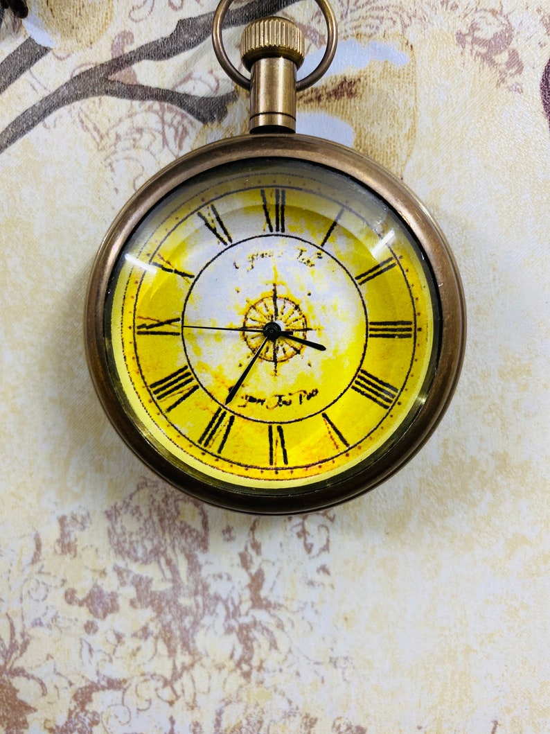 Brass Pocket Watch — Marco Polo Engraving view 4