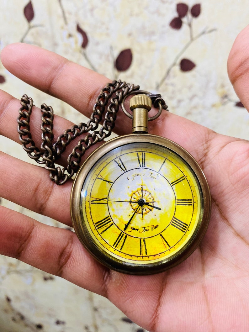 Brass Pocket Watch — Marco Polo Engraving view 5