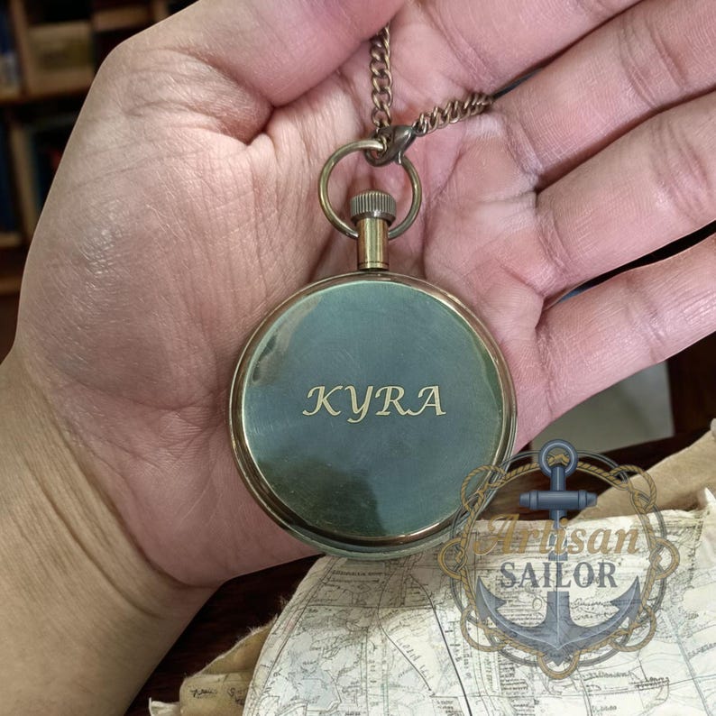 Brass Pocket Watch — Engravable Case Back view 3