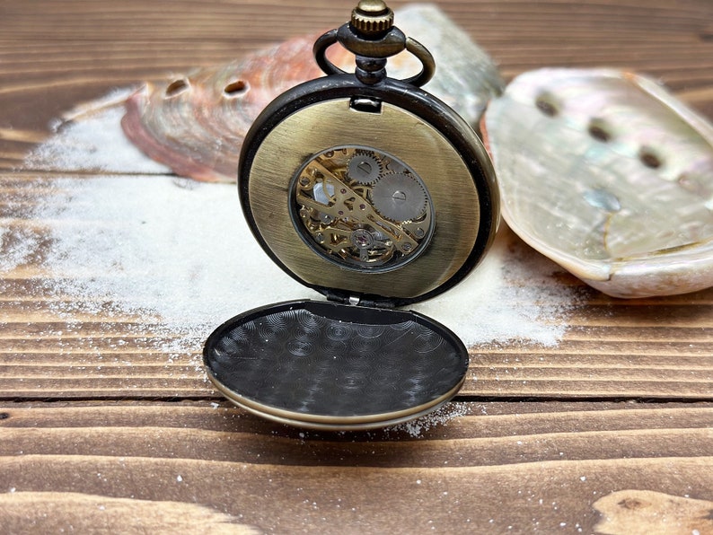 Brass Pocket Watch — Push-Button Lid & Wooden Box II view 9