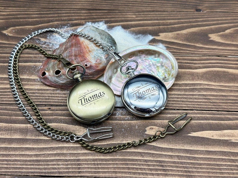 Brass Pocket Watch — Push-Button Lid & Wooden Box III view 5