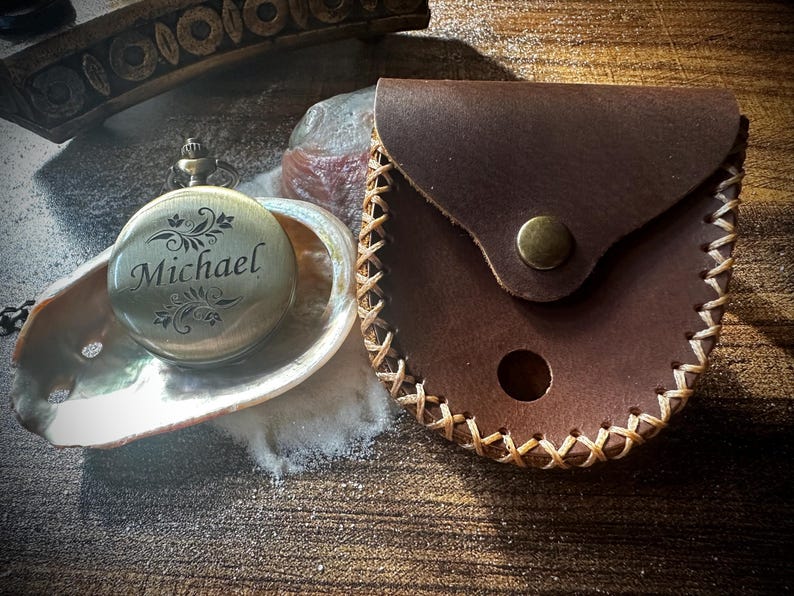 Brass Pocket Watch — Push-Button Lid & Wooden Box III view 7