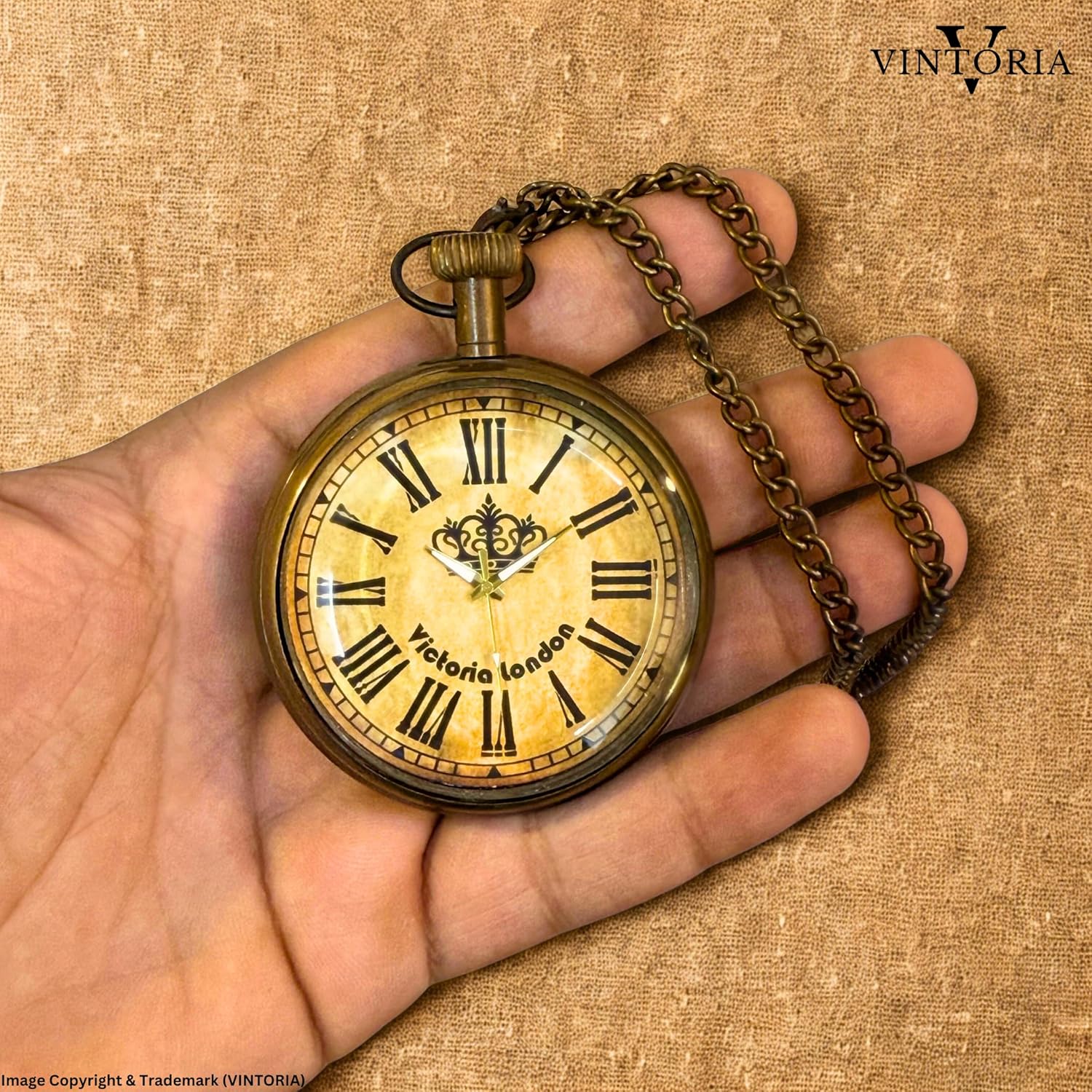 Brass Pocket Watch — Square Leather Case view 5