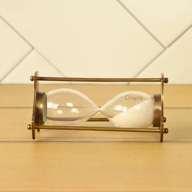 Handcrafted Brass Hourglass, 1-Minute, Antique Finish view 4