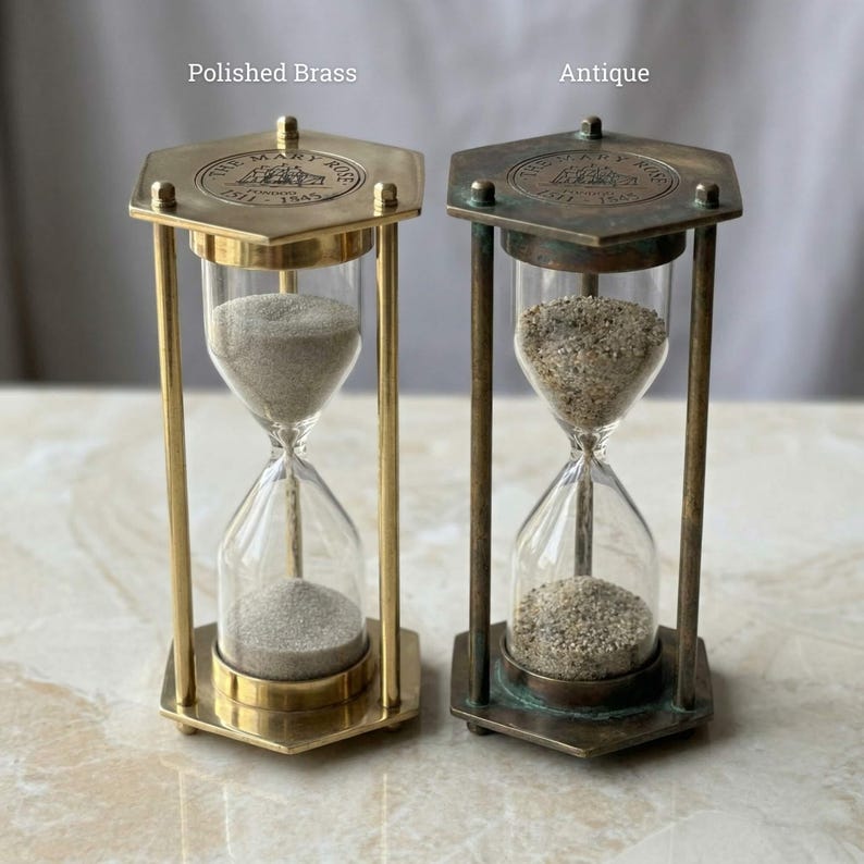 Brass Hourglass with Custom Sand Colour Option, 2-Minute view 3