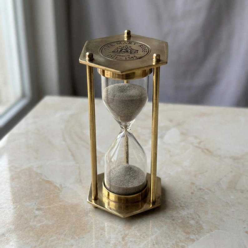 Brass Hourglass with Custom Sand Colour Option, 2-Minute view 4