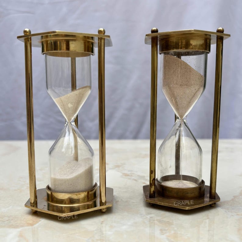 Brass Hourglass with Custom Sand Colour Option, 2-Minute view 7