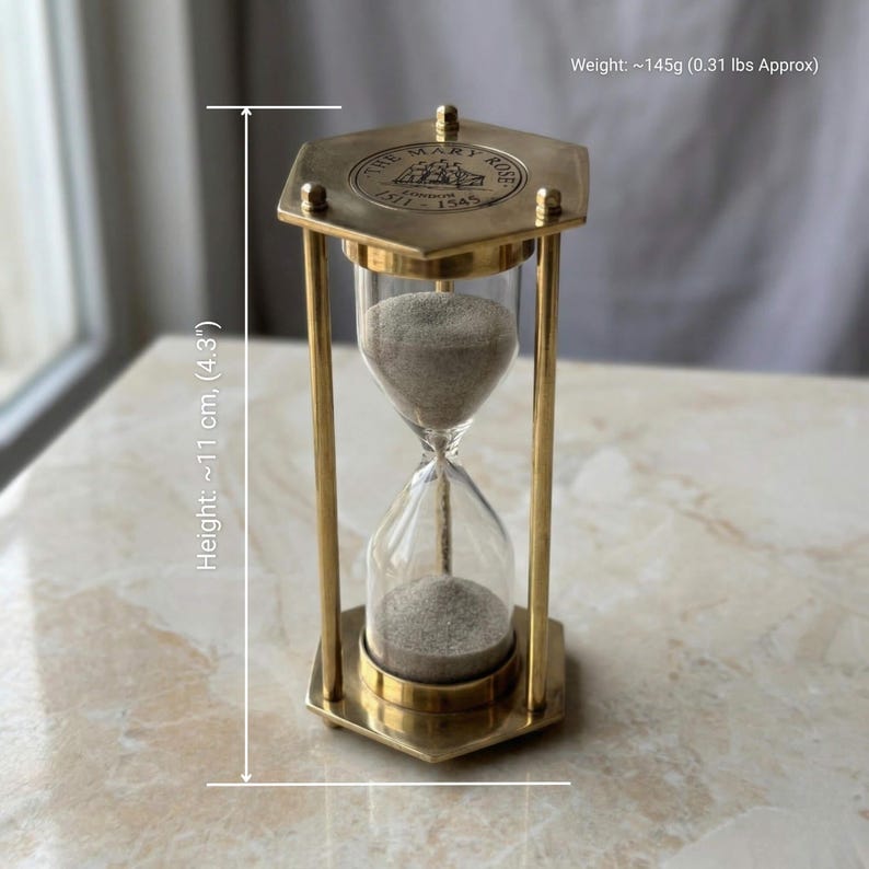 Brass Hourglass with Custom Sand Colour Option, 2-Minute view 10