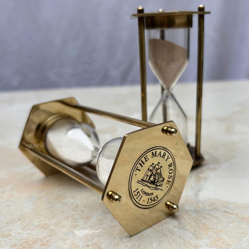 Brass Hourglass with Custom Sand Colour Option, 2-Minute view 11