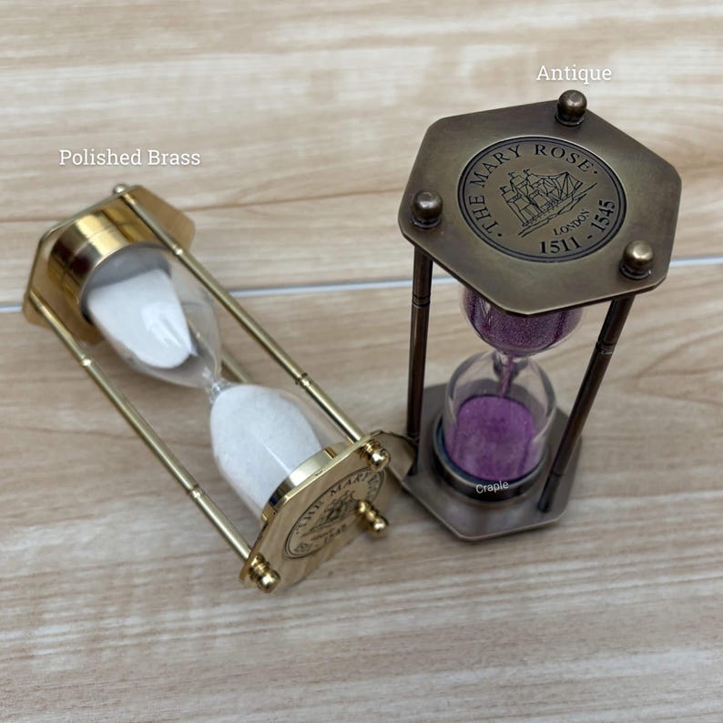 Brass Hourglass, 2-Minute, Two Finish Options view 11