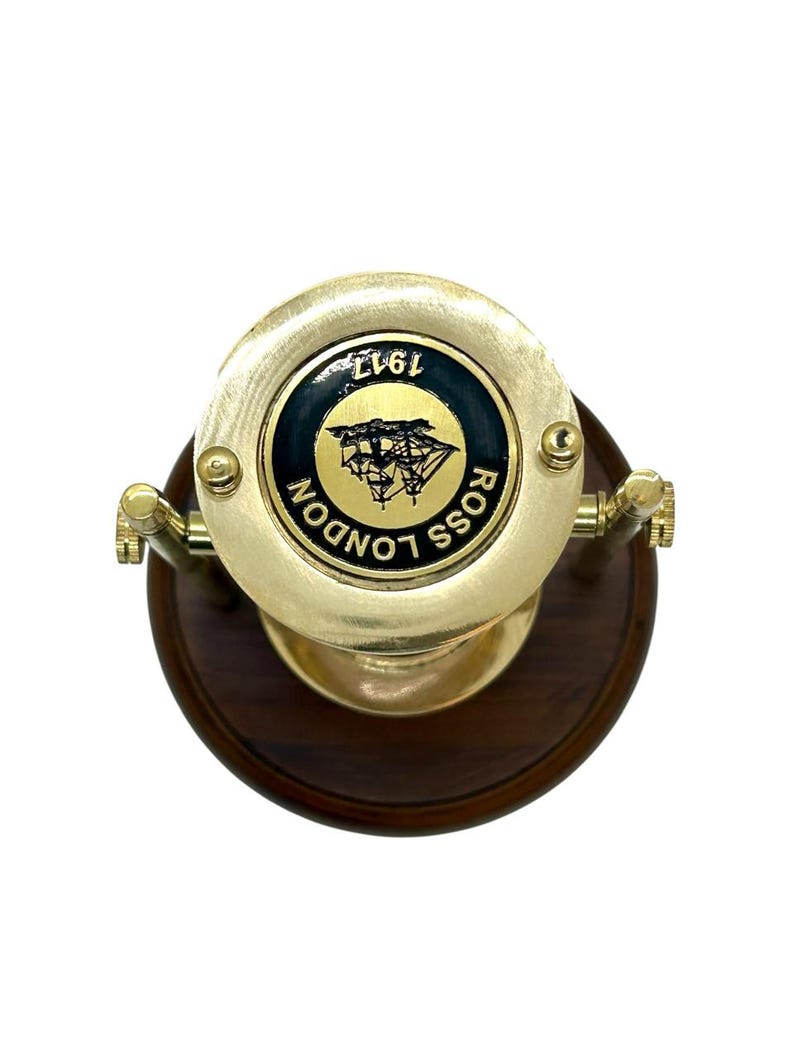 Rotating Brass Hourglass with Wooden Base and Compass, 2-Minute, Pink Sand view 6
