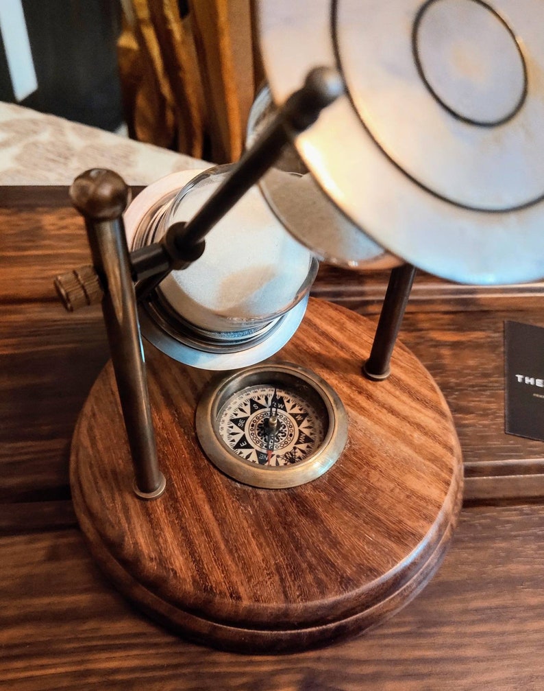 Brass Tabletop Hourglass with Working Compass, 5-Minute view 8