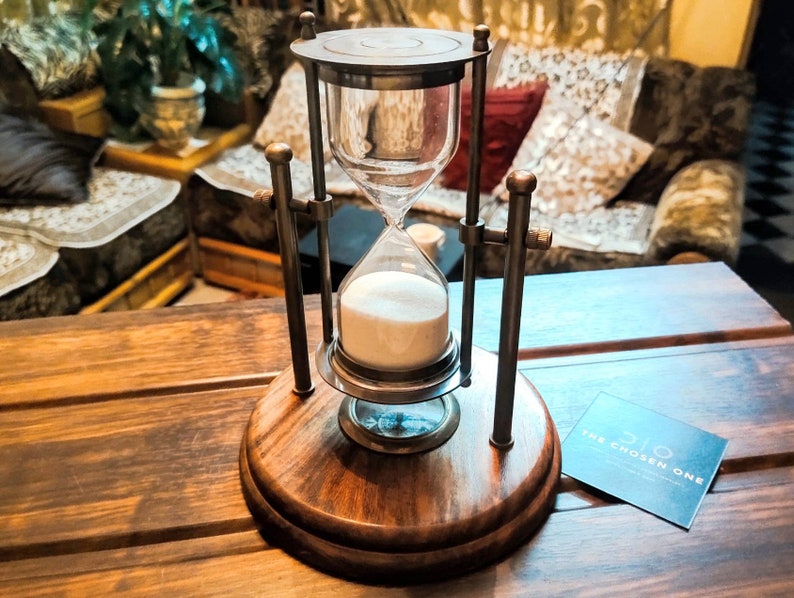 Brass Tabletop Hourglass with Working Compass, 5-Minute view 10