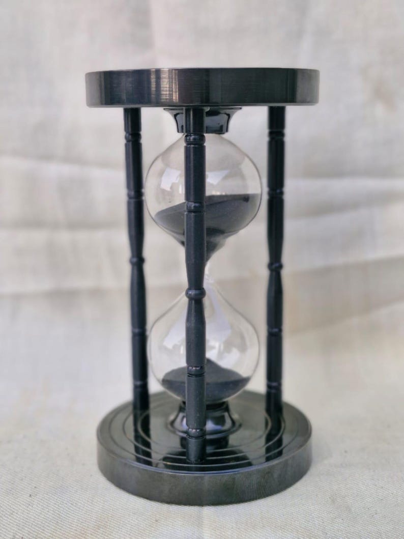 Black Antique Brass Hourglass with Chessboard Design, 5-Minute view 13