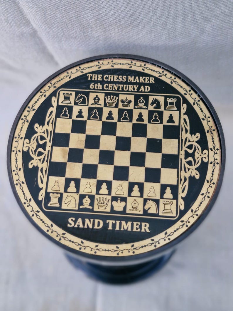 Black Antique Brass Hourglass with Chessboard Design, 5-Minute view 14