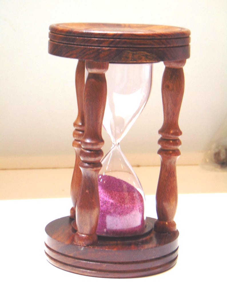Vintage Wood Hourglass with Pink Sand, 30-Minute view 3