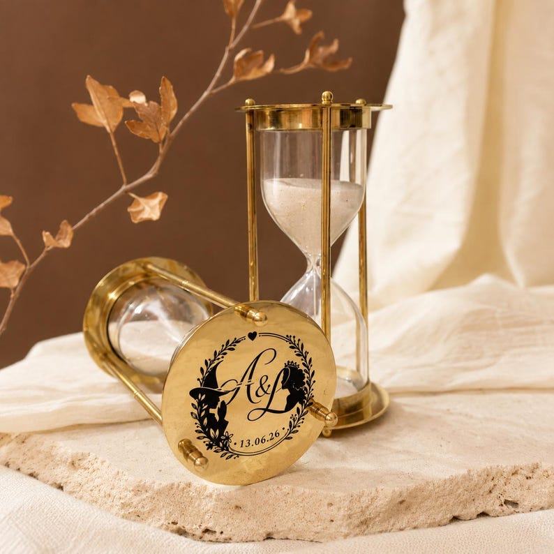 Fillable Brass Hourglass, Sand Ceremony Set, 5-Minute view 7