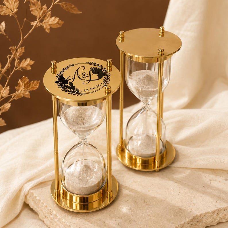 Fillable Brass Hourglass, Sand Ceremony Set, 5-Minute view 15