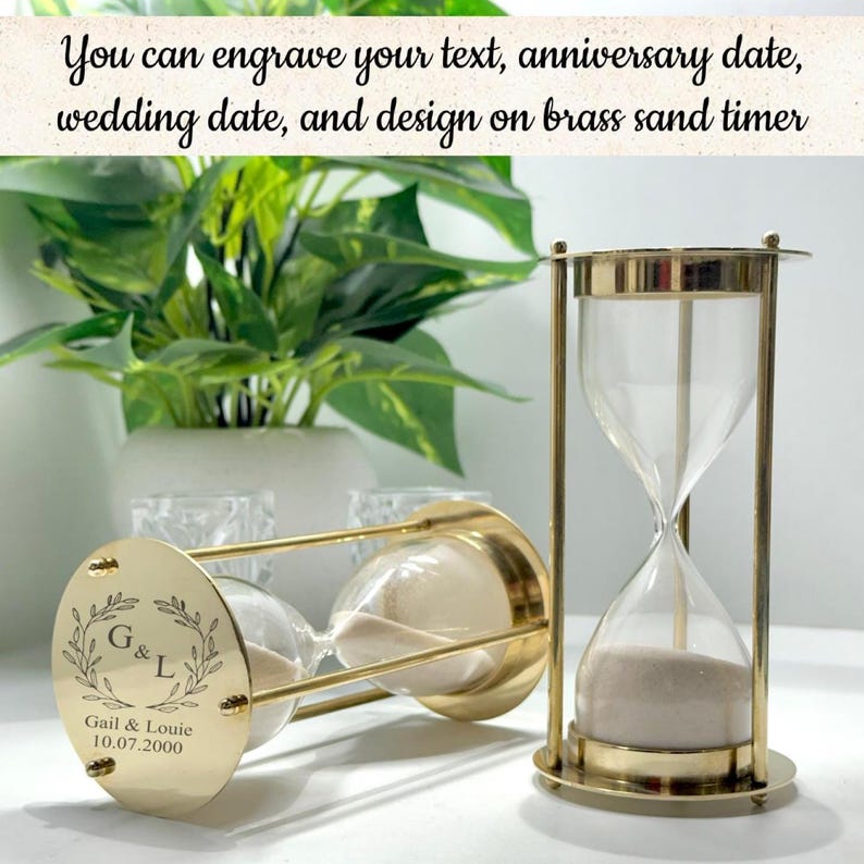 Fillable Brass Hourglass, Sand Ceremony Set, 5-Minute view 15