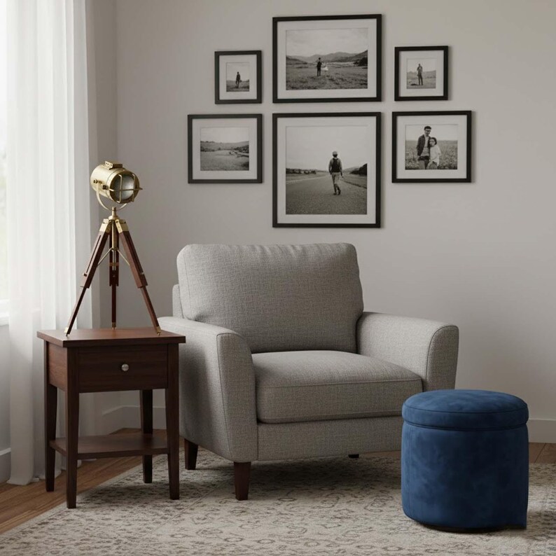 Antique Finish Spotlight on Wooden Tripod view 3
