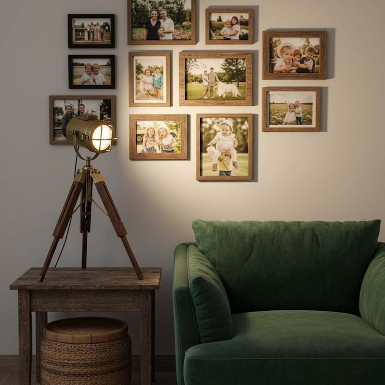 Antique Finish Spotlight on Wooden Tripod view 10