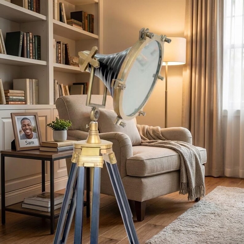 Distinctive Spotlight on Wooden Tripod view 2