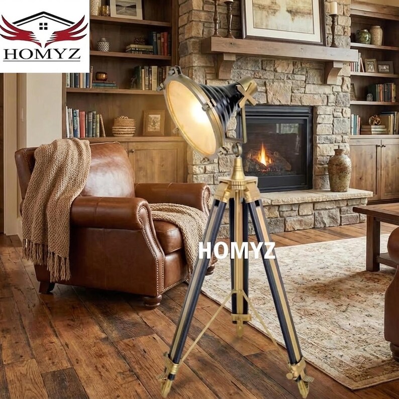 Distinctive Spotlight on Wooden Tripod view 3