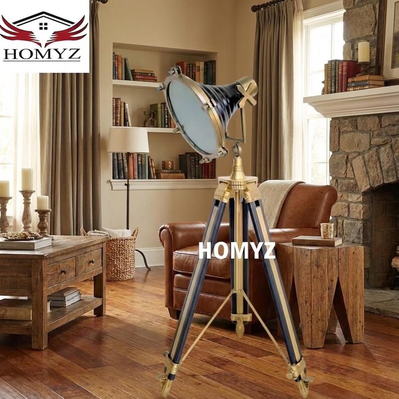 Distinctive Spotlight on Wooden Tripod view 4