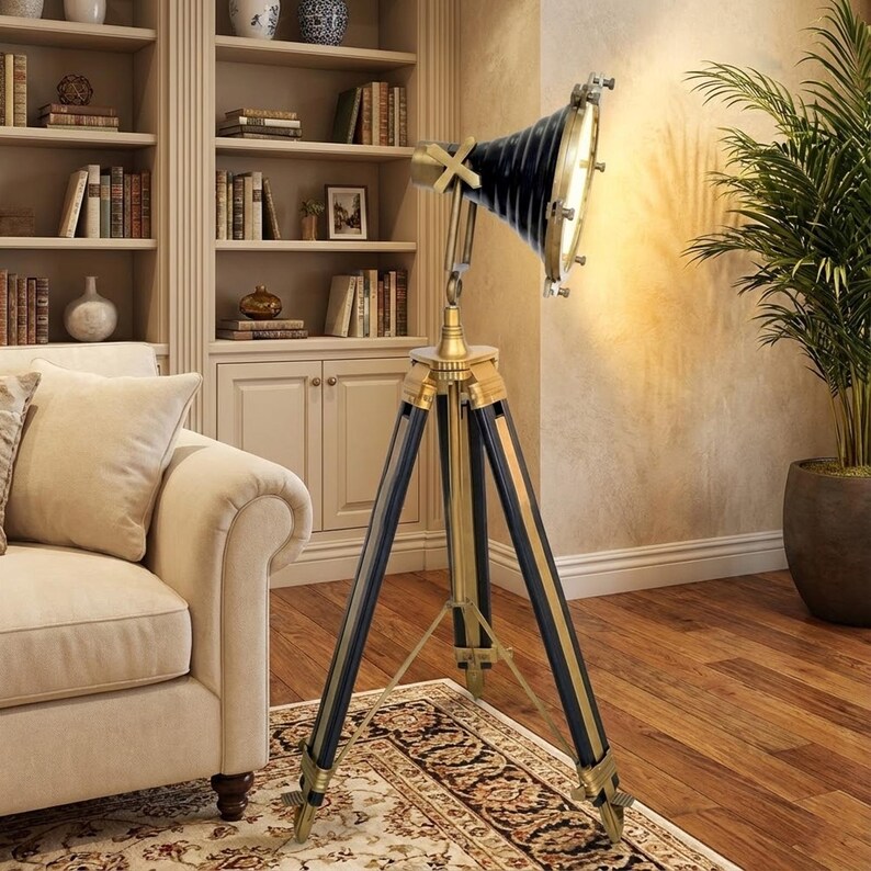 Distinctive Spotlight on Wooden Tripod view 5