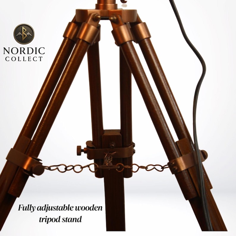 Antique Finish Spotlight on Wooden Tripod view 5